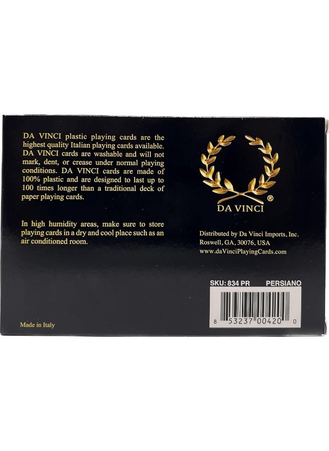 Da Vinci - DA VINCI Persiano, Italian 100% Plastic Playing Cards, 2 Deck Set Poker Size Regular Index, with Hard Shell Case & 2 Cut Cards - Image 1