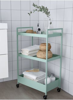 co arma 3-Tier Metal Storage Organizer on Wheels for Kitchen, Pale Green  - Image 5