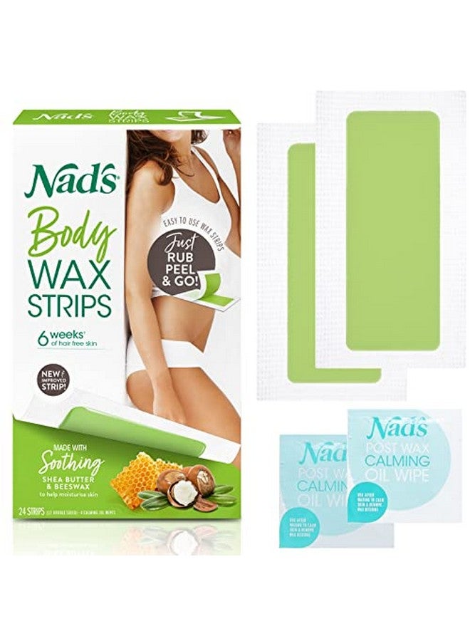 Nad's Ad'S Body Wax Strips Hair Removal For Women At Home Plus 4 Calming Oil Wipes 24 Count - Image 1