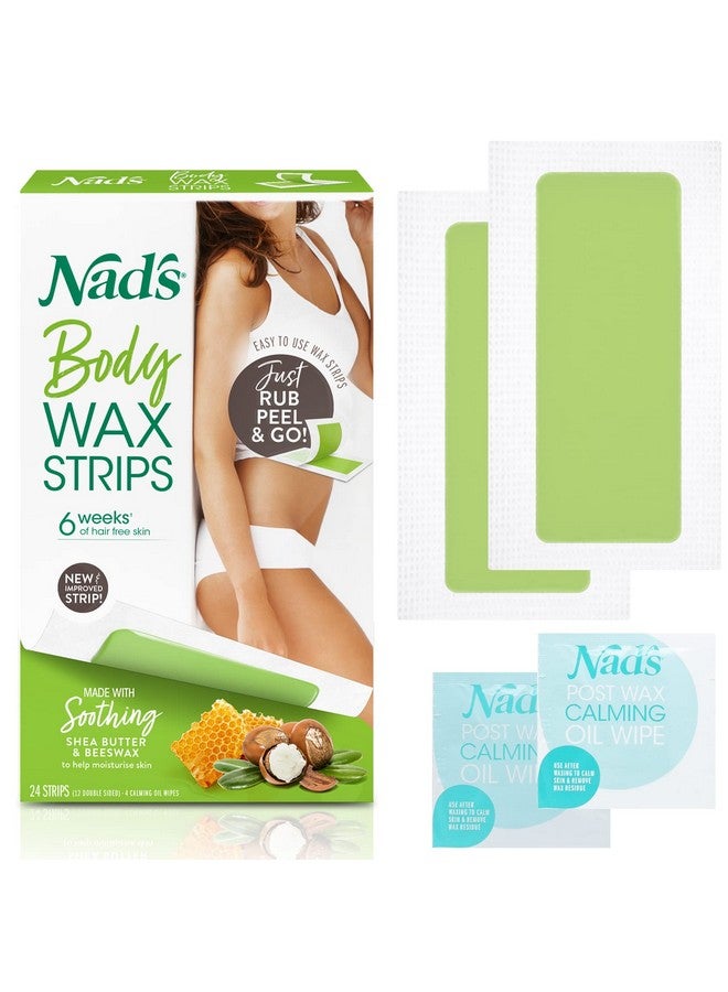 Nad's Ad'S Body Wax Strips Hair Removal For Women At Home Plus 4 Calming Oil Wipes 24 Count - Image 2