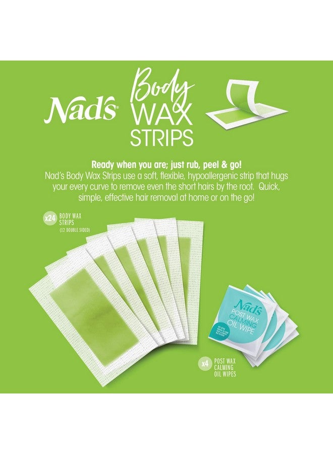 Nad's Ad'S Body Wax Strips Hair Removal For Women At Home Plus 4 Calming Oil Wipes 24 Count - Image 3