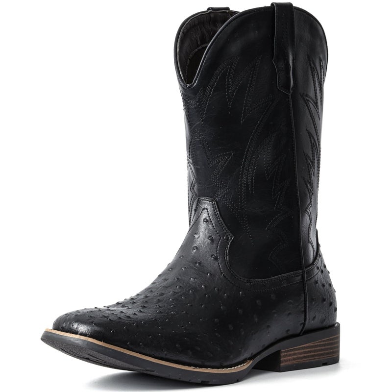 IUV Cowboy Boots For Men Western Ostrich Wide Durable Fashionable Embroidered Pull On Slip Resistant Assorted Colors Boots - Image 5