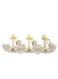 Alsaif Gallery A set of white cups and cups with gold leaf embossing 24 pieces Al-Saif Gallery  - Image 2