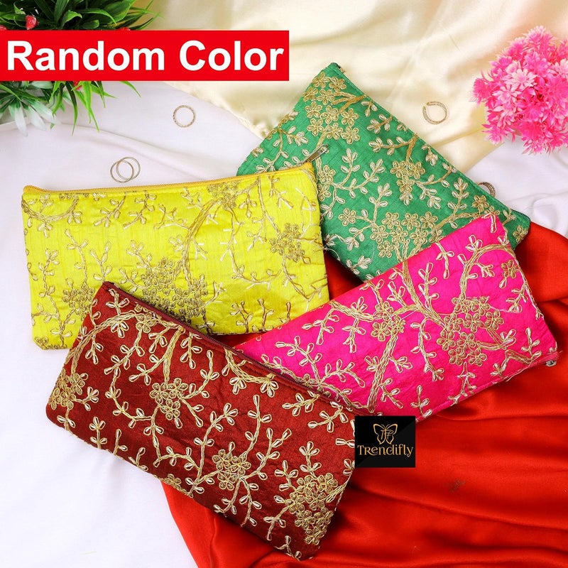 Trendifly Embroidery Wedding Return Gift for Women Wholesale Bridal Traveling potli Bag with Zipper for Ladies Baby Shower Shagun Purse Gifting Haldi Mehandi for Girl - Image 5
