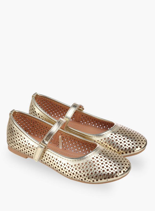 Flora Bella By Shoexpress Girls Hook & Loop Ballerina Shoes - Image 1