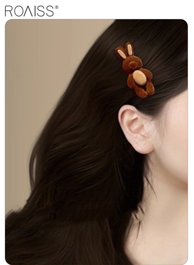 رويس 3 قطع من مشابك الشعر الكرتونية المزخرفة، مشابك شعر على شكل دب صغير لطيف، مشابك شعر جانبية صغيرة ورقيقة، مشبك شعر متعدد الاستخدامات مناسب للارتداء اليومي للنساء - Image 5