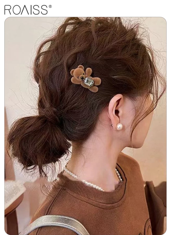 رويس 3 قطع من مشابك الشعر الكرتونية المزخرفة، مشابك شعر على شكل دب صغير لطيف، مشابك شعر جانبية صغيرة ورقيقة، مشبك شعر متعدد الاستخدامات مناسب للارتداء اليومي للنساء - Image 3