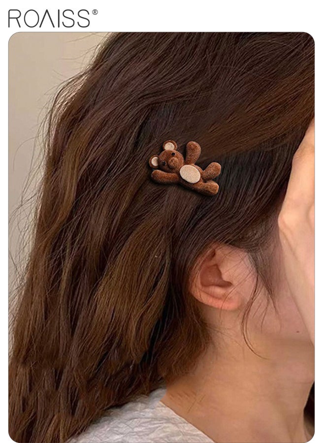 رويس 3 قطع من مشابك الشعر الكرتونية المزخرفة، مشابك شعر على شكل دب صغير لطيف، مشابك شعر جانبية صغيرة ورقيقة، مشبك شعر متعدد الاستخدامات مناسب للارتداء اليومي للنساء - Image 4