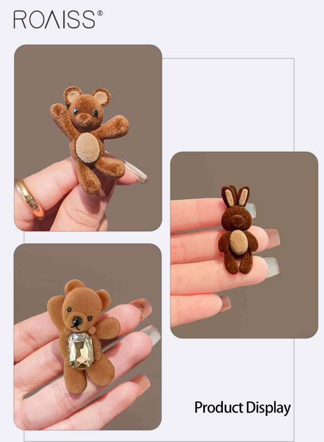 رويس 3 قطع من مشابك الشعر الكرتونية المزخرفة، مشابك شعر على شكل دب صغير لطيف، مشابك شعر جانبية صغيرة ورقيقة، مشبك شعر متعدد الاستخدامات مناسب للارتداء اليومي للنساء - Image 2