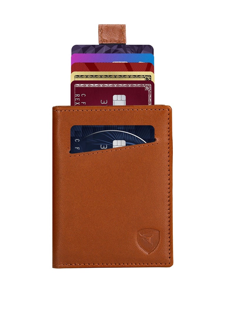 SKENZBI - RFID  Leather Minimalist Bifold Wallet For Men  Tan - Image 1
