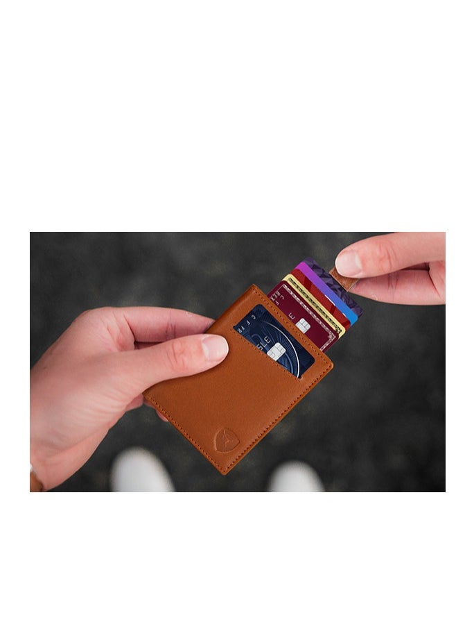 SKENZBI - RFID  Leather Minimalist Bifold Wallet For Men  Tan - Image 1