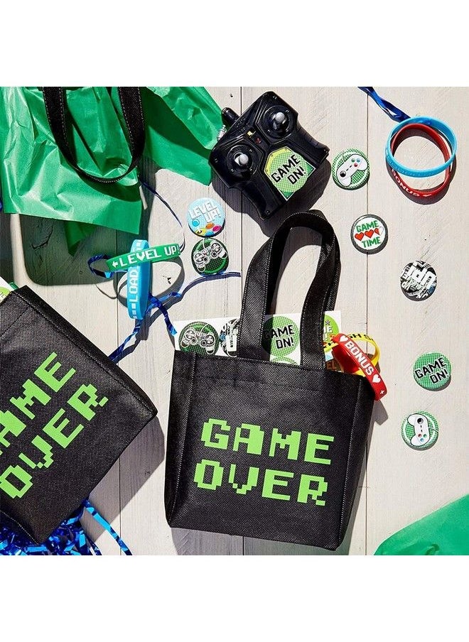 Blue Panda - Video Game Birthday Party Favor Bags Small Black Totes (24 Pack) - Image 1