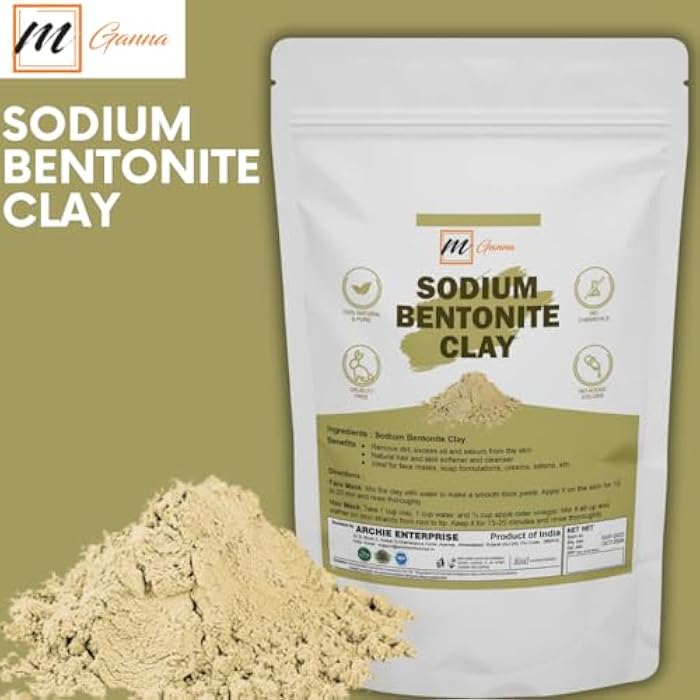 mGanna 100% Natural Sodium Bentonite Clay Powder for Facial Masks, Creams, Body Wraps, Soft Peels and Scrubs and Soap Making 2 LBS / 908 GMS - Image 3