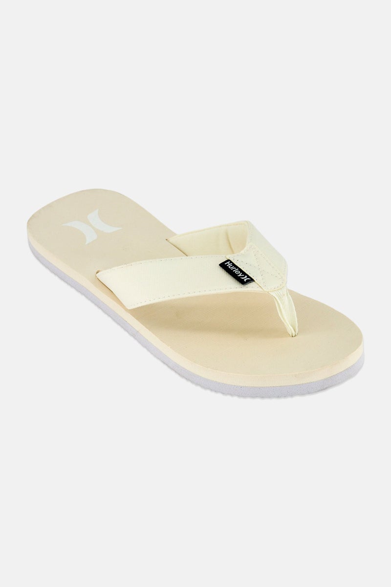 Hurley Men Brand Logo Slip On Slippers, Off White - Image 1
