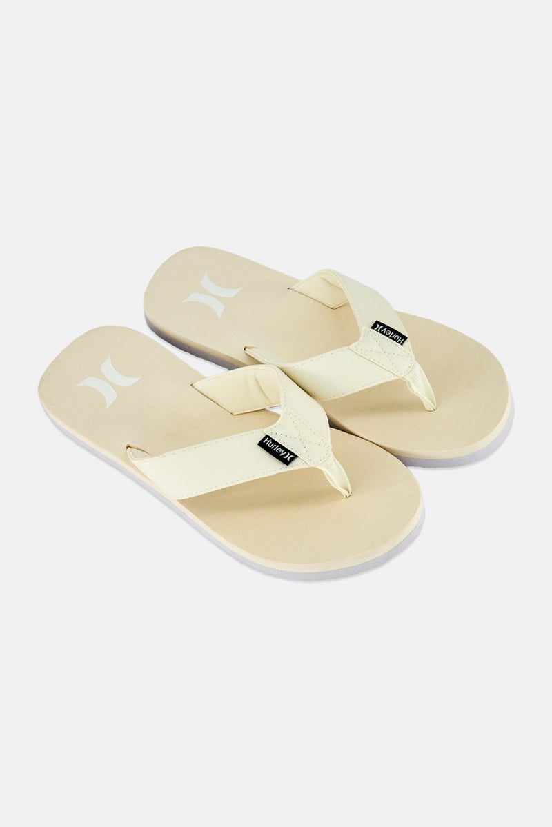 Hurley Men Brand Logo Slip On Slippers, Off White - Image 2