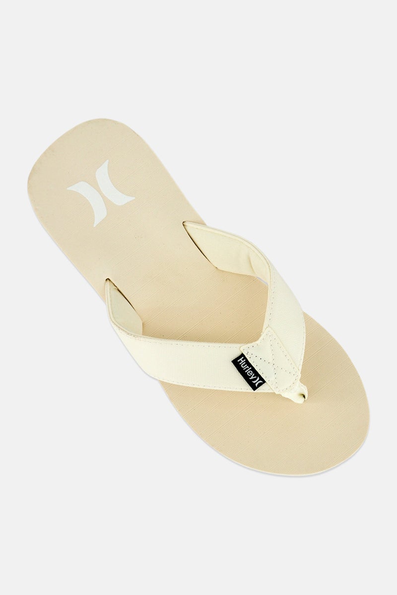 Hurley Men Brand Logo Slip On Slippers, Off White - Image 4