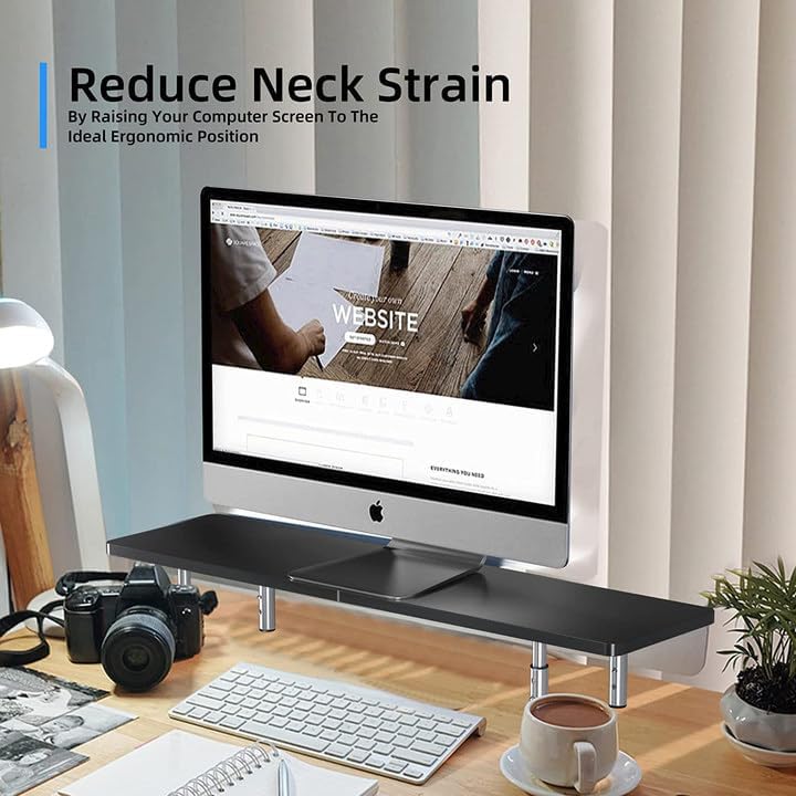Suptek حامل لابتوب للمكتب، حامل لابتوب لشاشة الكمبيوتر، حامل مرتفع للطابعة، الدفتر وجميع شاشات التلفاز المسطحة، قابل للتعديل في 3 ارتفاعات (MST016) - Image 2