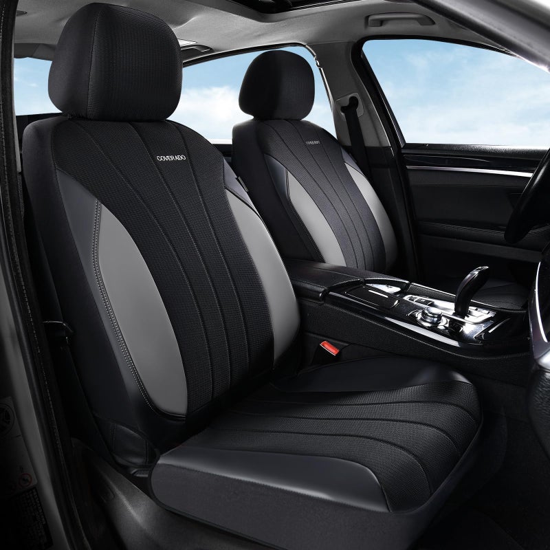 Coverado Automotive Seat Cover Full Set, Front and Rear Seat Covers, Waterproof Leather Seat Covers 5 Seats, Luxury Car Seat Protectors Universal Fit for Most Vehicles, SUV, Truck, Sedan - Image 2