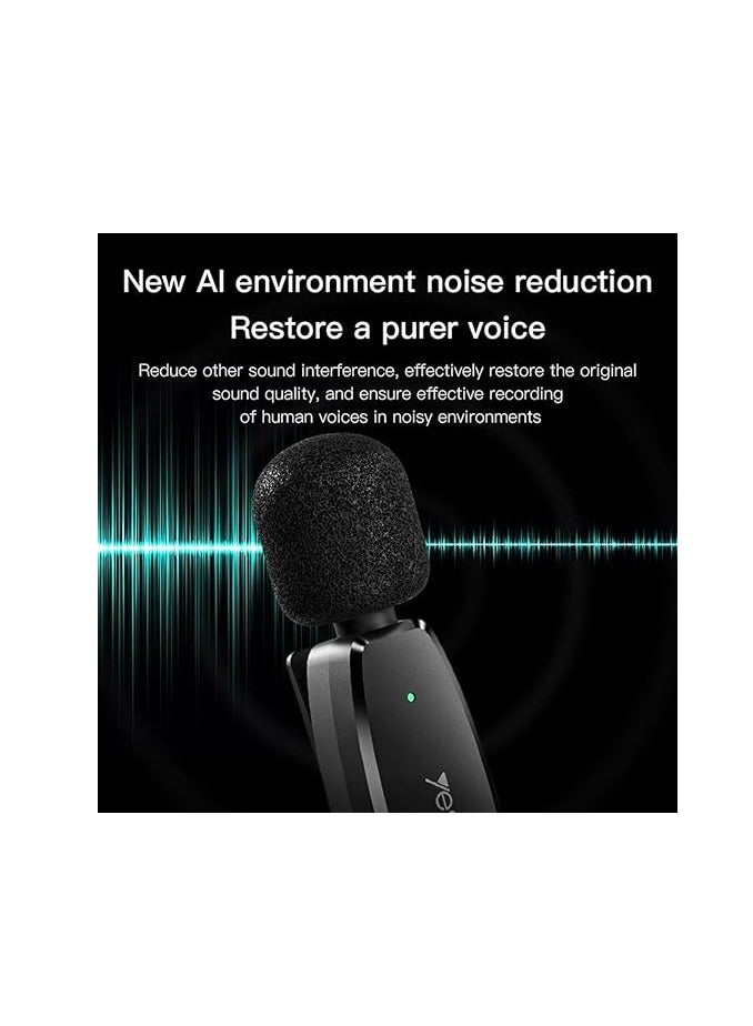 Yesido Dual Wireless Microphone, Type-C Connector, Yesido KR13 Black - Image 3