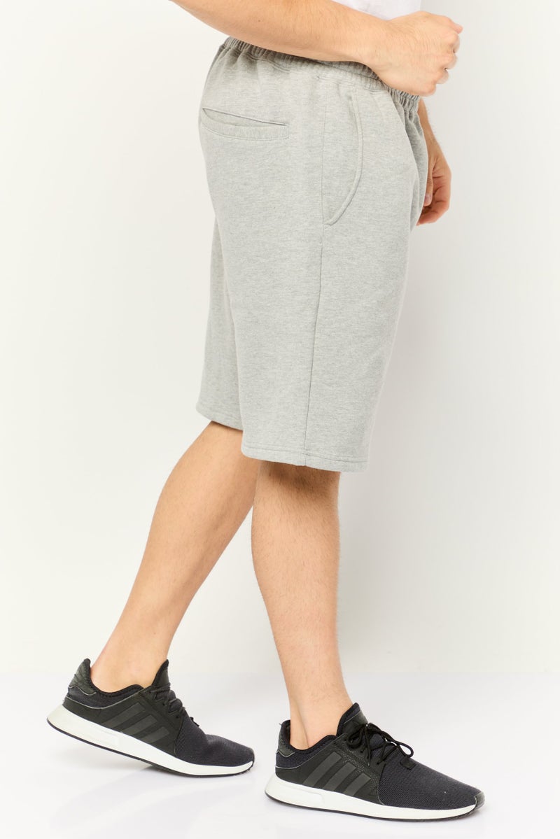 Prince Men Embroidered Logo Basic Shorts, Heather Grey - Image 3