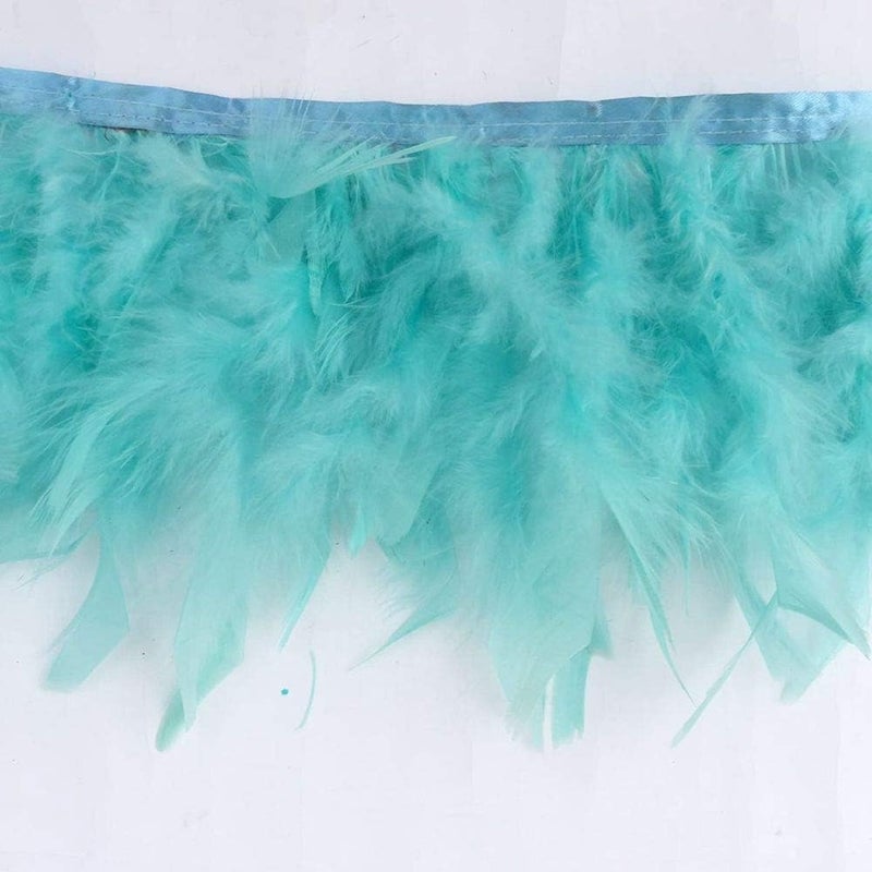 Sowder Turkey Feathers Trim Fringe for Party Wedding Dress Sewing Crafts Costumes Decoration Pack of 2 Yards (Mint Green) - Image 1