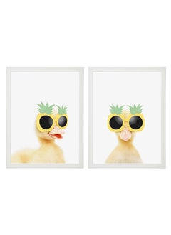 Boomah Accessories 2-Piece Funny Duck With Sunglasses Nursery Poster With Frame Set 30x40 cm 