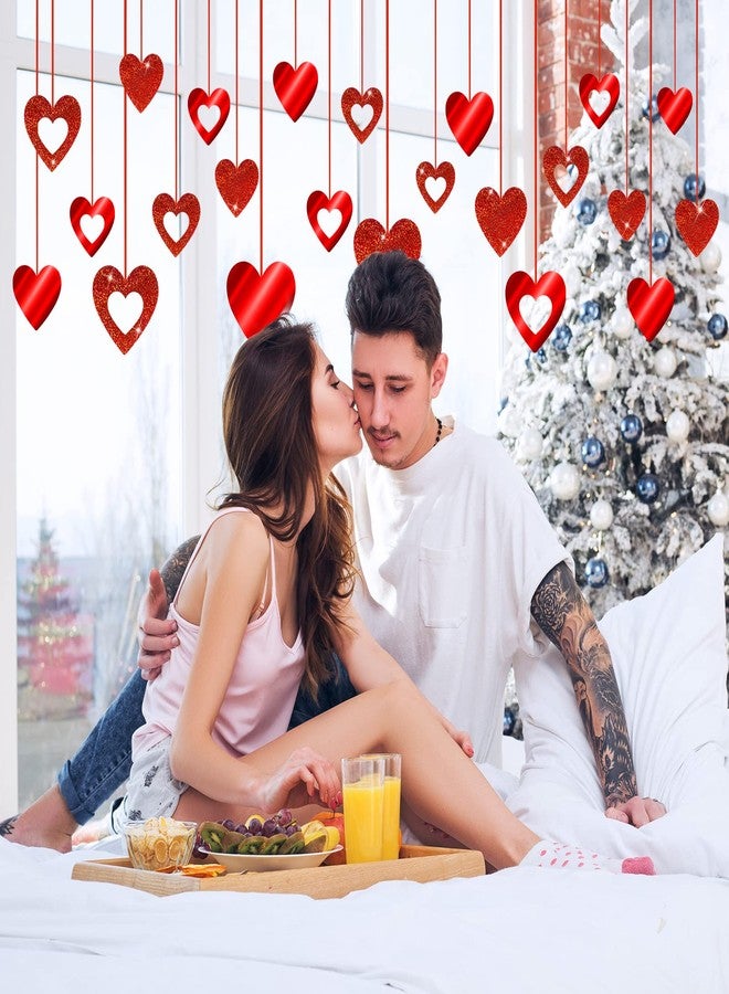 Yookeer مجموعة يوكير من 40 قطعة لتزيين عيد الحب، تتضمن قلوبًا حمراء معلقة، وقلوبًا لامعة متلألئة، وقلوبًا رومانسية معلقة، وزينة قلوب معلقة لحفلات توديع العزوبية وحفلات الزفاف. - Image 5