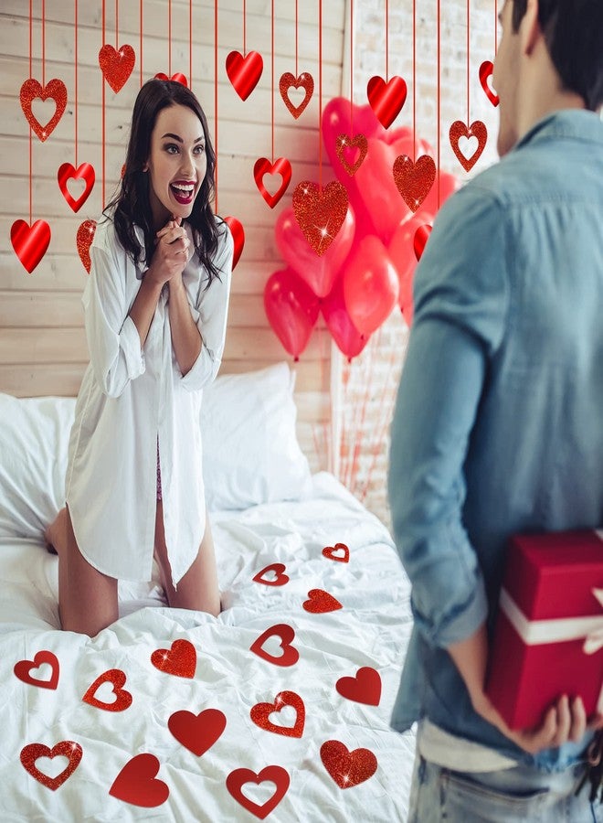 Yookeer مجموعة يوكير من 40 قطعة لتزيين عيد الحب، تتضمن قلوبًا حمراء معلقة، وقلوبًا لامعة متلألئة، وقلوبًا رومانسية معلقة، وزينة قلوب معلقة لحفلات توديع العزوبية وحفلات الزفاف. - Image 3