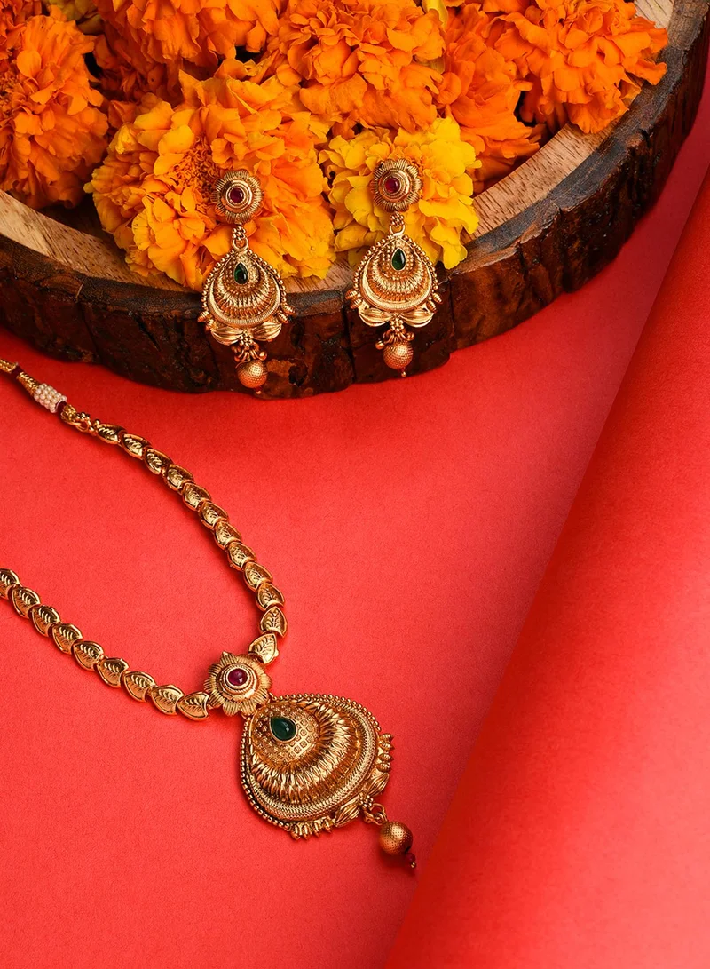 SOHI Stone Studded & Beaded Artificial Jewellery Set