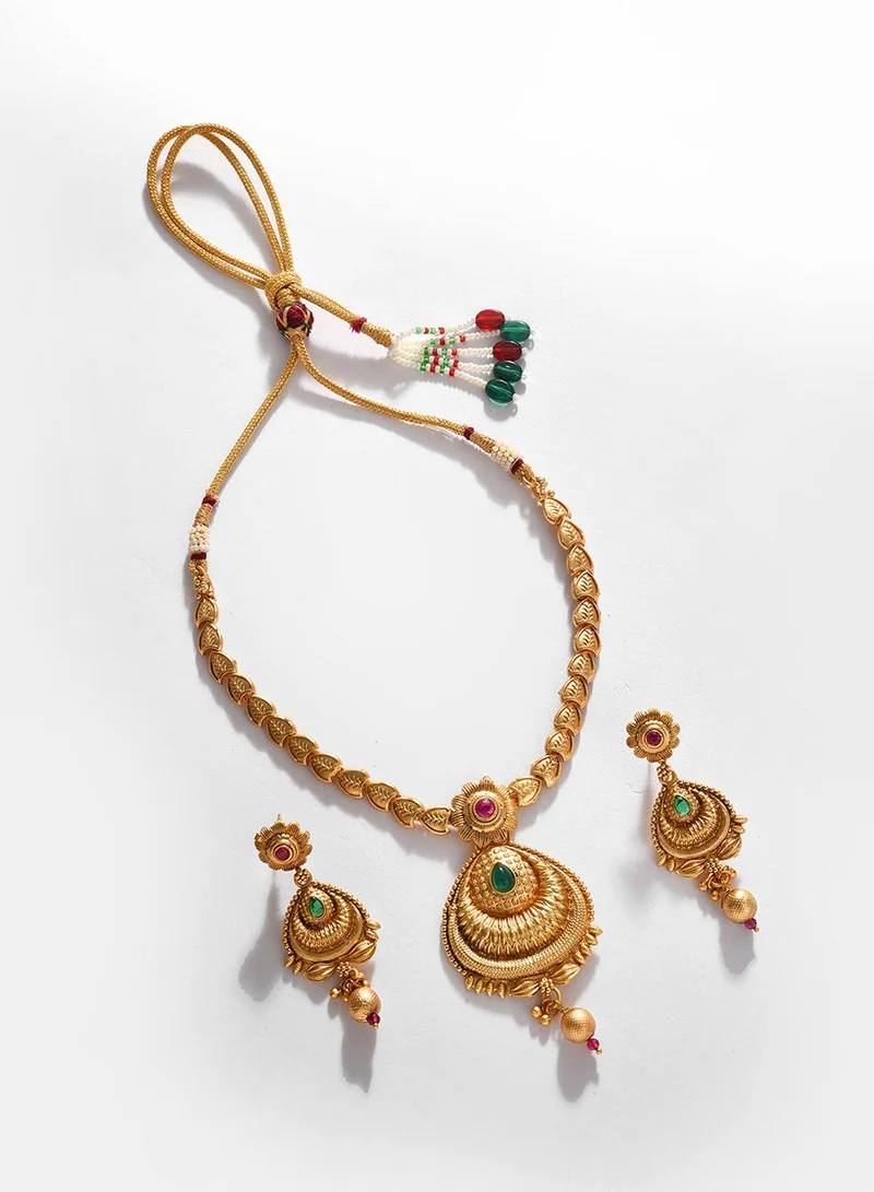 SOHI Stone Studded & Beaded Artificial Jewellery Set