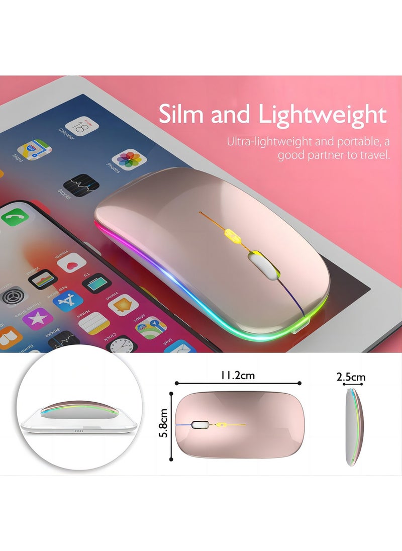 Generic LED Wireless Mouse Rechargeable Slim Silent Mouse 2.4G Portable Mobile Optical Office Mouse with USB & Type-c Receiver for Notebook, PC, Laptop, Computer, Desktop  - Image 3