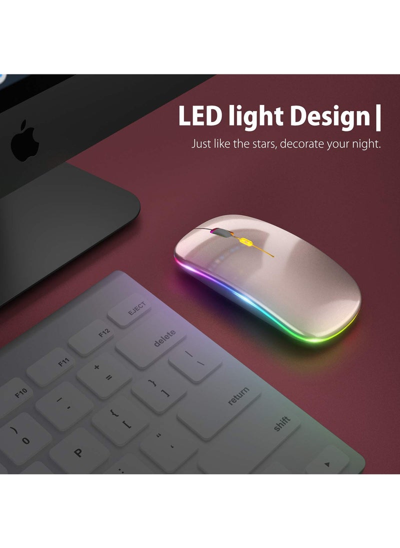 Generic LED Wireless Mouse Rechargeable Slim Silent Mouse 2.4G Portable Mobile Optical Office Mouse with USB & Type-c Receiver for Notebook, PC, Laptop, Computer, Desktop  - Image 4