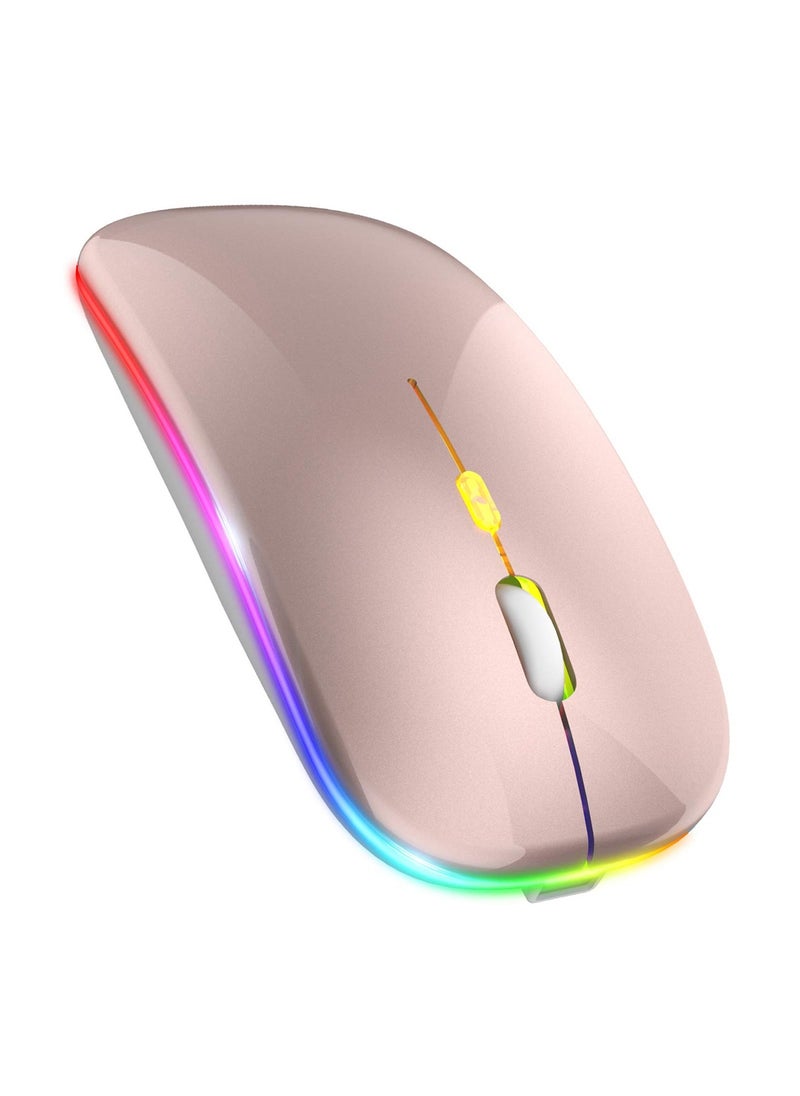 Generic LED Wireless Mouse Rechargeable Slim Silent Mouse 2.4G Portable Mobile Optical Office Mouse with USB & Type-c Receiver for Notebook, PC, Laptop, Computer, Desktop  - Image 1
