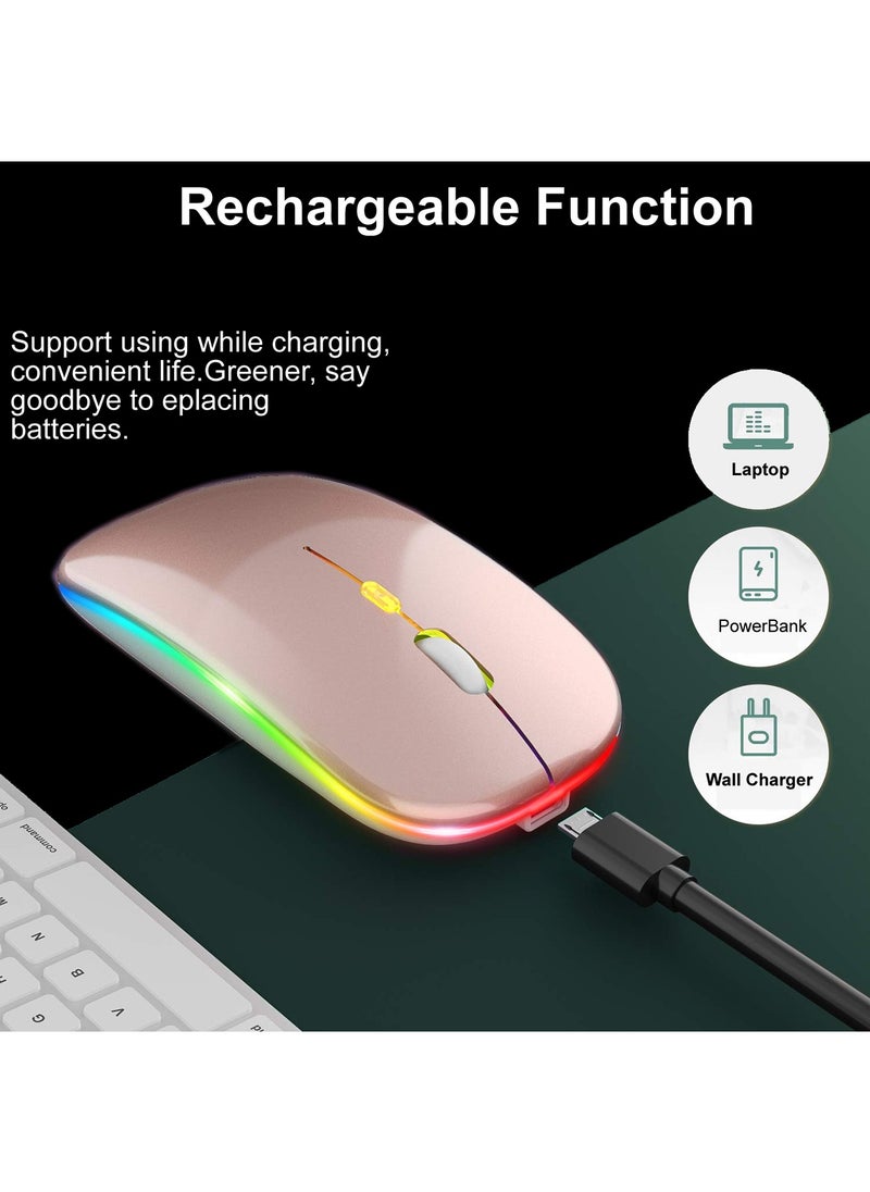 Generic LED Wireless Mouse Rechargeable Slim Silent Mouse 2.4G Portable Mobile Optical Office Mouse with USB & Type-c Receiver for Notebook, PC, Laptop, Computer, Desktop  - Image 2