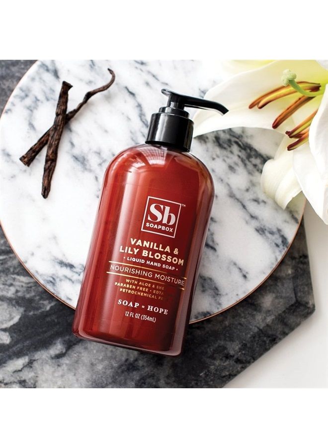 Soapbox Liquid Hand Soap, Vanilla & Lily Blossom - Gentle, Moisturizing Hand Cleanser, Vegan, Cruelty Free Hand Soap for Bathroom and Kitchen, 12oz Pump Bottles (Pack of 3) - Image 3