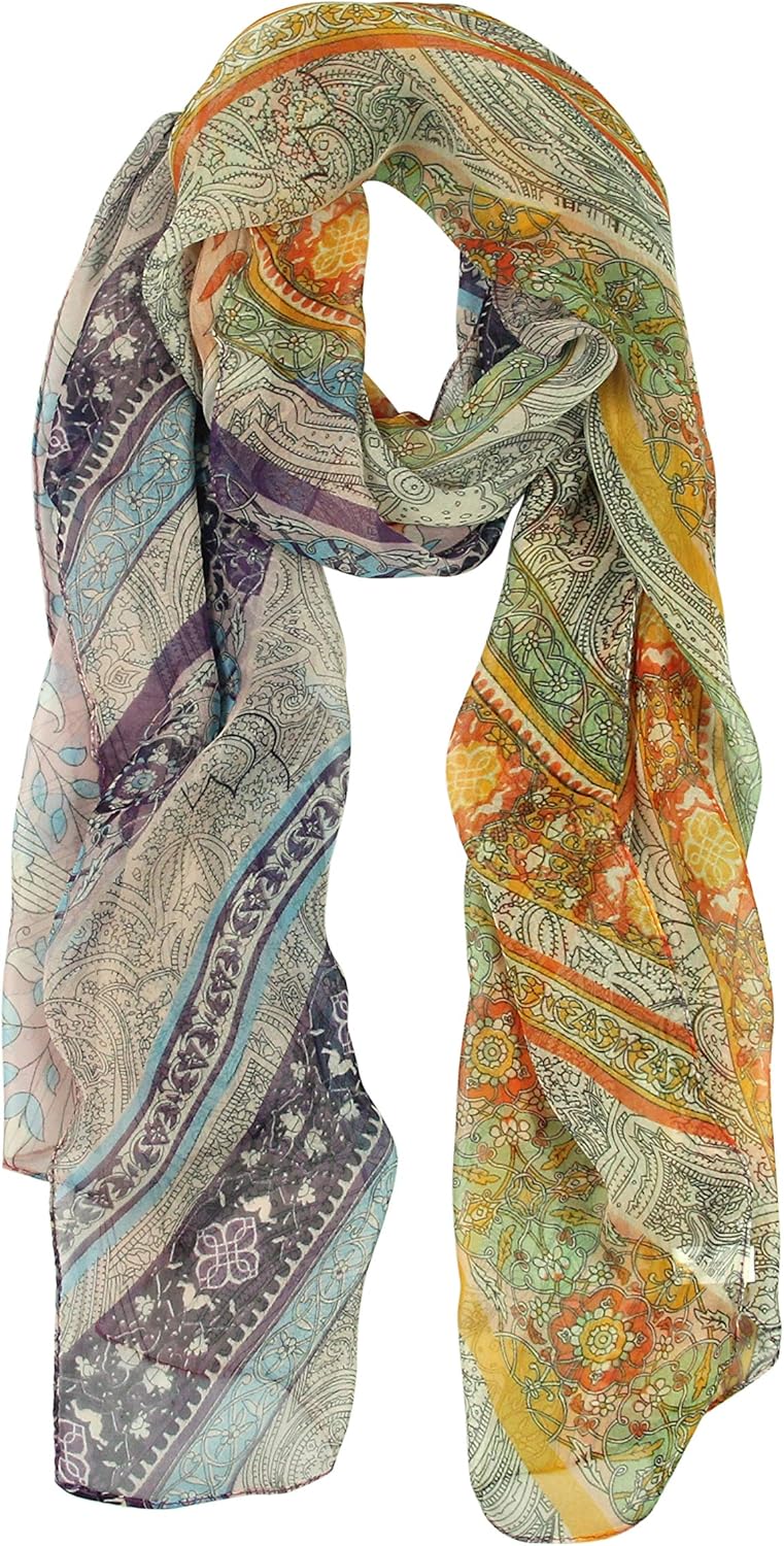 PANTONIGHT Long Chiffon Sheer Scarf Gradient Shaded Colors Lightweight Scarf For Womens - Image 1