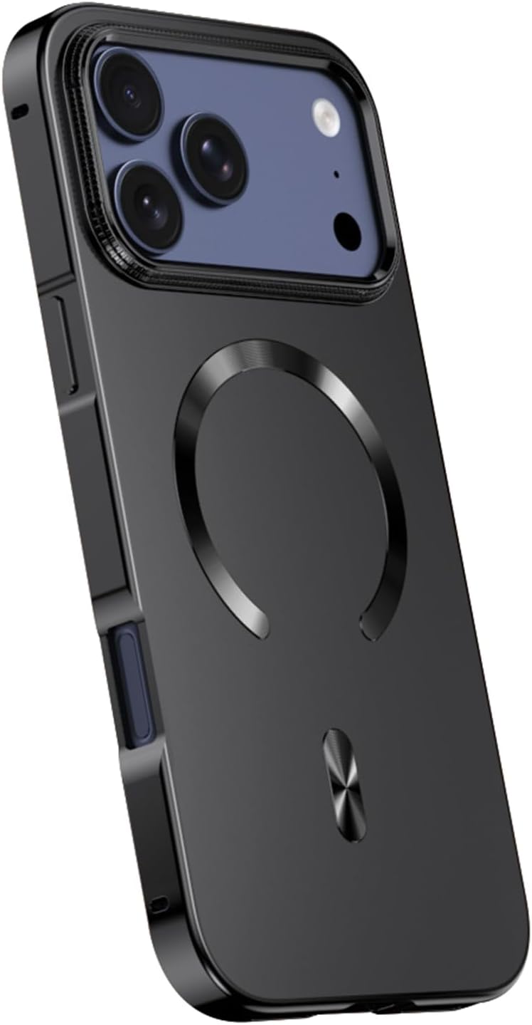 YUANSHXM-Magnetic Case for iPhone 17 Pro Max/17 Pro/17 Air/17, Metal Border Anti-Fall Heavy Duty Protection Cover Lens Protection Anti-Scratch Slim Shell (Black,17 Pro Max) - Image 1