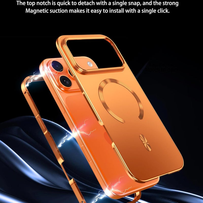 YUANSHXM-Magnetic Case for iPhone 17 Pro Max/17 Pro/17 Air/17, Metal Border Anti-Fall Heavy Duty Protection Cover Lens Protection Anti-Scratch Slim Shell (Black,17 Pro Max) - Image 3