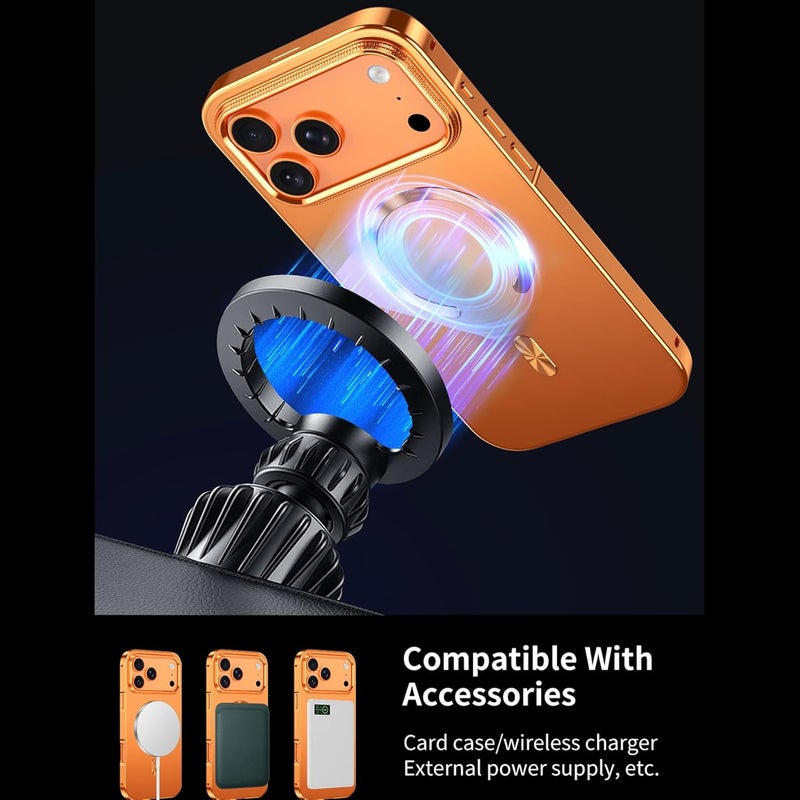 YUANSHXM-Magnetic Case for iPhone 17 Pro Max/17 Pro/17 Air/17, Metal Border Anti-Fall Heavy Duty Protection Cover Lens Protection Anti-Scratch Slim Shell (Black,17 Pro Max) - Image 2