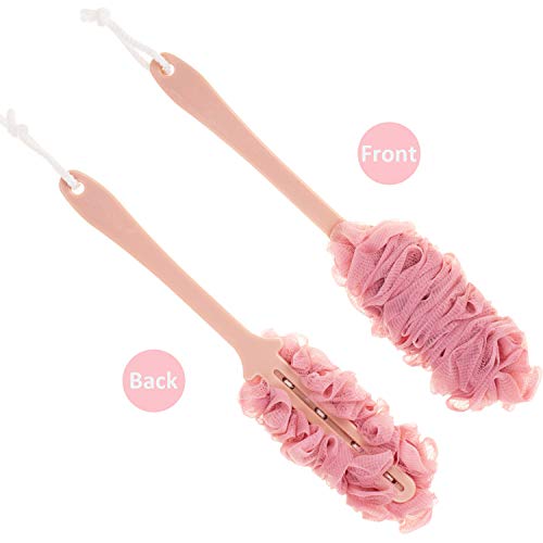 Arswin Back Scrubber for Shower, Loofah Long Handle Bath Body Brush, Soft Nylon Mesh Sponge On a Stick for Shower Men Women Kids Elderly, Exfoliating Scrub Cleaning Luffa for All Kinds of Skin(Pink) - Image 2