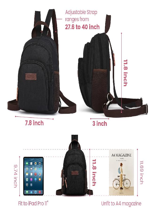 Packism Sling Bag, PACKISM Adjustable Straps Sling Backpack, Multiple Compartment Pockets Crossbody Bags for Women, Multi-purpose Backpack Purse, Black - Image 2