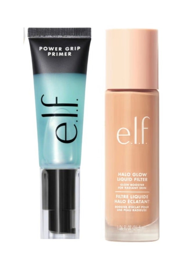 إلف هالو جلو سائل فلتر، معزز للبشرة لإطلالة متألقة وناعمة، غني بحمض الهيالورونيك، برايمر نباتي خفيف/متوسط ​​+ باور جريب شفاف 24 مل - Image 1