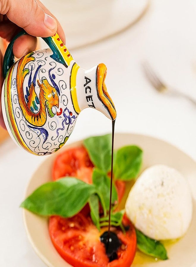 Gute Deruta Italy Raffaellesco Oil & Vinegar Set | 1 Piece 5.5 x 7 x 3.9 Inch | Handcrafted & Handpainted Italian Ceramics | Authentic Pottery Handmade Cruet Kitchen Serving Decor Renaissance Art Home Gift - Image 4
