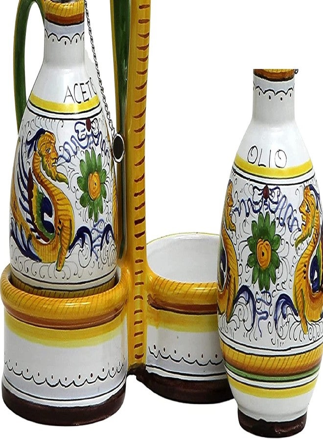 Gute Deruta Italy Raffaellesco Oil & Vinegar Set | 1 Piece 5.5 x 7 x 3.9 Inch | Handcrafted & Handpainted Italian Ceramics | Authentic Pottery Handmade Cruet Kitchen Serving Decor Renaissance Art Home Gift - Image 2