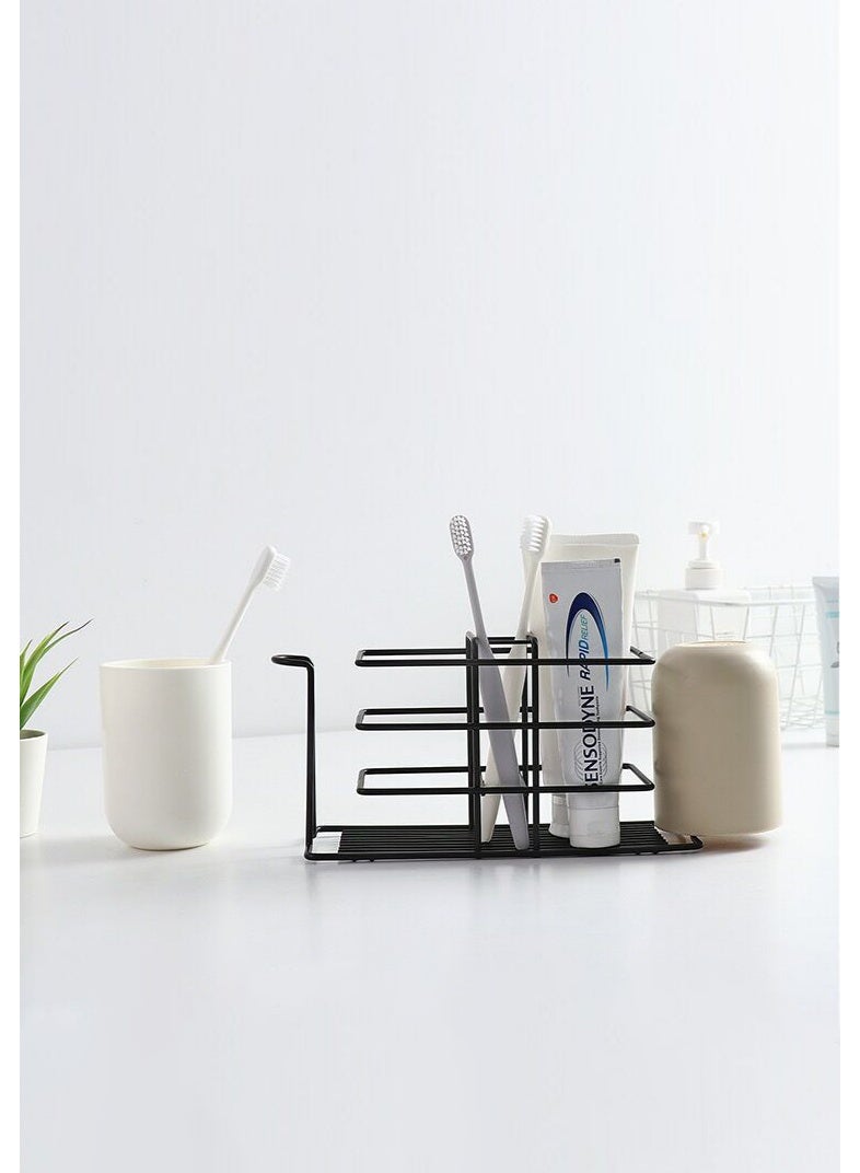 هايدو فرشاة الأسنان الحديدية المثبتة على الحائط خالية من اللكمة رف تخزين طاولة قابلة للفصل لمنظم أدوات الأسنان في الحمام حامل متعدد الوظائف الإبداعي الأسود - Image 5