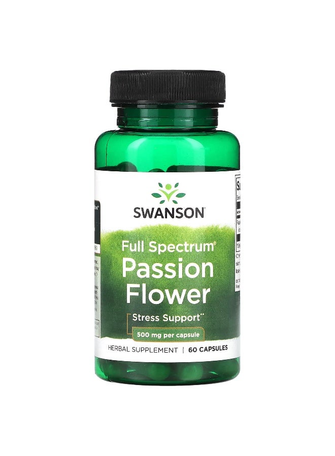 SWANSON سوانسون، زهرة العاطفة كاملة الطيف، 500 ملغ، 60 كبسولة - Image 1