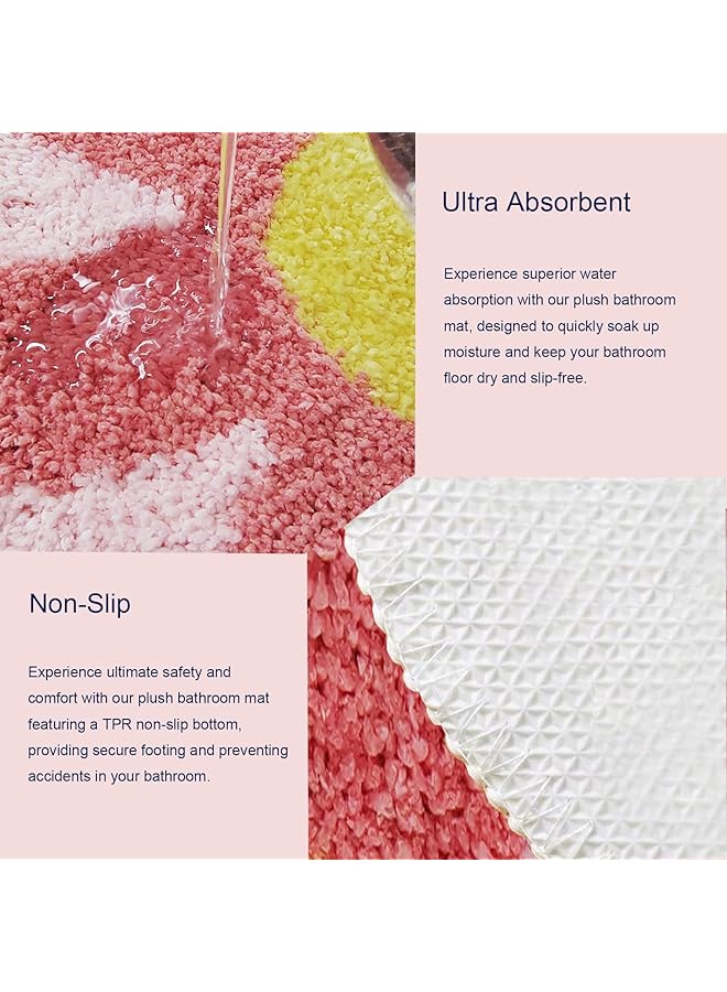 erorex Bathroom Rug 60X60Cm Ultra Soft And Absorbent Flower Bath Rug Cute Flower Shaped Bathroom Rugs Machine Washable Bathroom Mats Floor Mat Bathroom For Bedroom Shower Living Room Pink - Image 3
