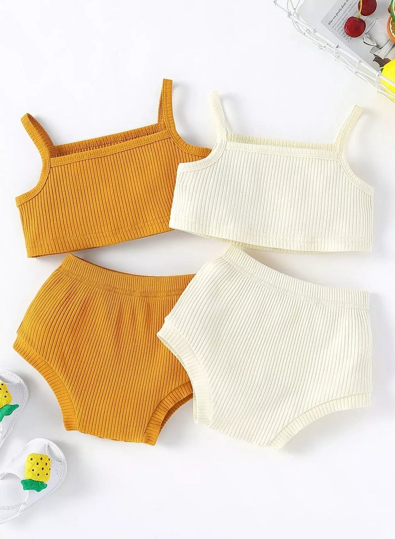 Baby Rib-knit Cami 2pcs Top & 2pcs Shorts - Image 1