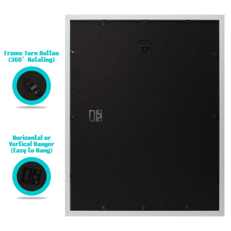 Frametory, 16x20 Picture Frame - Made to Display 11x14 Photo with Mat - Wide Molding - Built in Hanging Features - Preinstalled Wall Mounting Hardware (White, 1 Pack) - Image 5