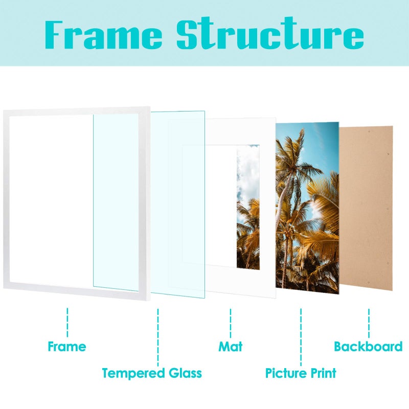 Frametory, 16x20 Picture Frame - Made to Display 11x14 Photo with Mat - Wide Molding - Built in Hanging Features - Preinstalled Wall Mounting Hardware (White, 1 Pack) - Image 4